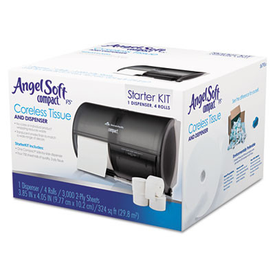 Compact Tissue Dispenser And Angel Soft Ps Tissue Start Kit, 10.13 x 6.75 x 7.13, Translucent Smoke