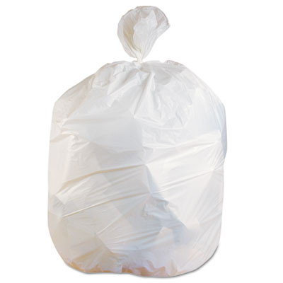 Linear Low-Density Can Liners, 60 Gal, 0.75 Mil, 38" x 58", White, 100/Carton