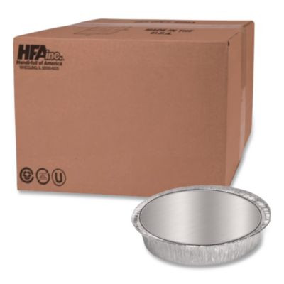 Round Aluminum Container With Lid, 48 Oz, 9" Diameter, Silver, 500/Carton