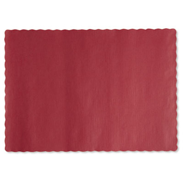 Placemats, Smooth Surface, Scalloped Edges, 13.5" x 9.5", Red, 1,000/Carton