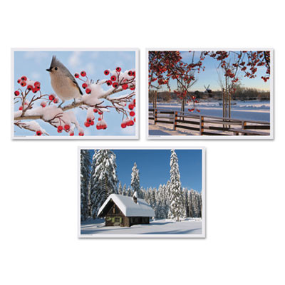Placemats, Three Winter Days Photo Designs, Smooth Surface, Straight Edges, 14" x 10", Multicolor, 1,000/Carton