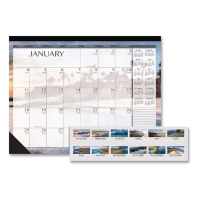 Recycled Earthscapes Desk Pad Calendar, Seascapes Photography, 18.5 x 13, Black Binding/Corners,12-Month (Jan To Dec): 2026