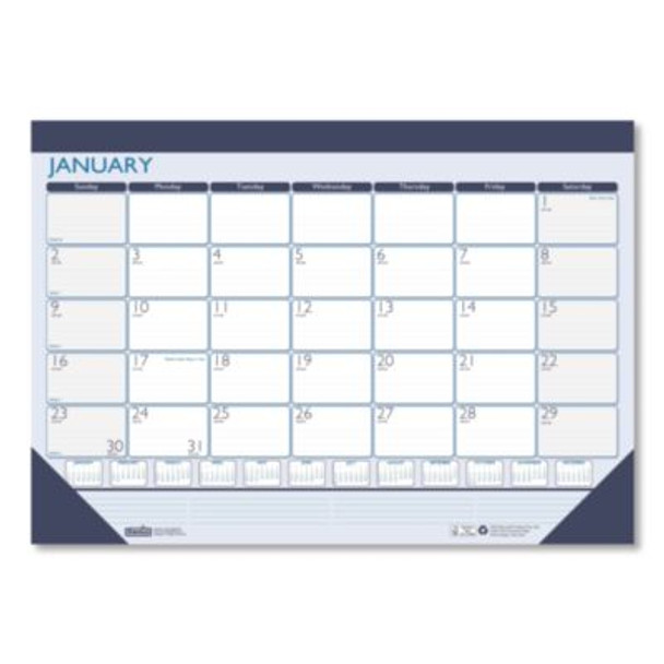 Recycled Contempo Desk Pad Calendar, 18.5 x 13, White/Blue Sheets, Blue Binding, Blue Corners, 12-Month (Jan To Dec): 2026