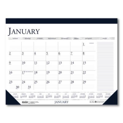 Recycled Two-Color Monthly Desk Pad Calendar With Notes Section, 22 x 17, Blue Binding/Corners, 12-Month (Jan-Dec): 2026