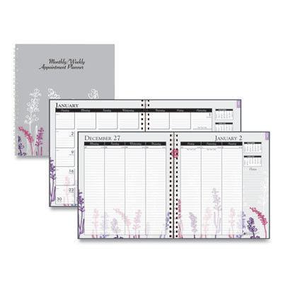 Recycled Wild Flower Weekly/Monthly Planner, Wild Flowers Artwork, 9 x 7, Gray/White/Purple Cover, 12-Month (Jan-Dec): 2026