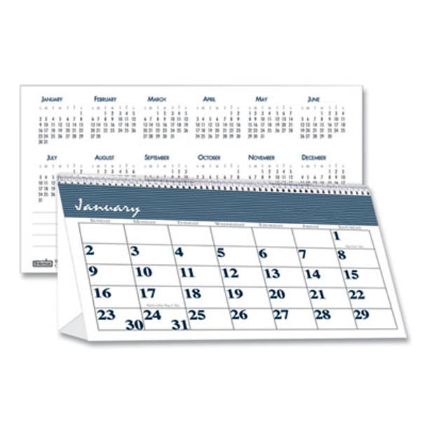 Bar Harbor Recycled Desk Tent Monthly Calendar, 7 x 4.25, White/Blue Sheets, 12-Month (Jan To Dec): 2026