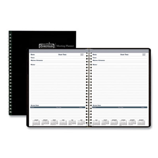 Recycled Meeting Note Planner, 11 x 8.5, Black Cover, 12-Month (Jan To Dec): 2026