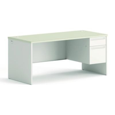 38000 Series Right Pedestal Desk, 66" X 30" X 30", Light Gray/Silver