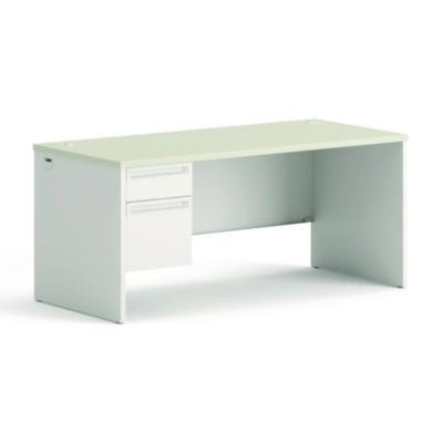38000 Series Left Pedestal Desk, 66" X 30" X 30", Light Gray/Silver