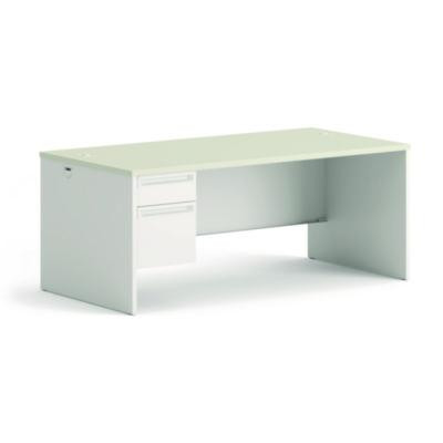 38000 Series Left Pedestal Desk, 72" X 36" X 30", Light Gray/Silver