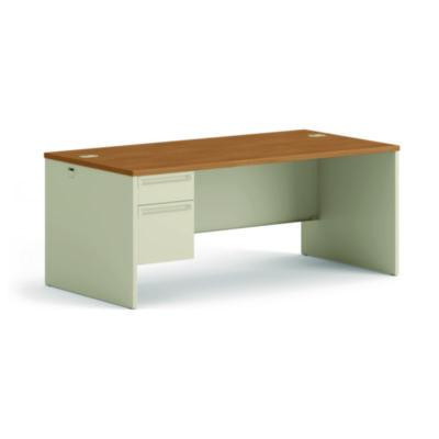 38000 Series Left Pedestal Desk, 72" X 36" X 29.5", Harvest/Putty