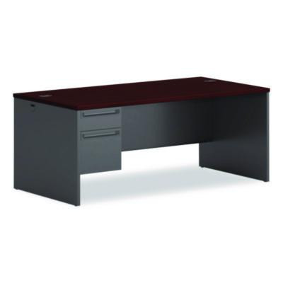 38000 Series Left Pedestal Desk, 72" X 36" X 29.5", Mahogany/Charcoal