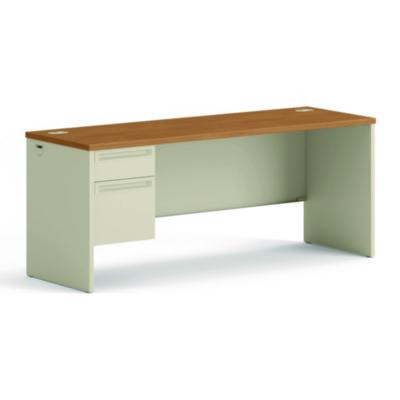 38000 Series Left Pedestal Credenza, 72w X 24d X 29.5h, Harvest/Putty