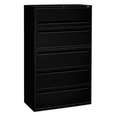 Brigade 700 Series Lateral File, 4 Legal/Letter-Size File Drawers, 1 File Shelf, 1 Post Shelf, Black, 42" X 18" X 64.25"