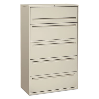 Brigade 700 Series Lateral File, 4 Legal/Letter-Size File Drawers, 1 File Shelf, 1 Post Shelf, Light Gray, 42" X 18" X 64.25"