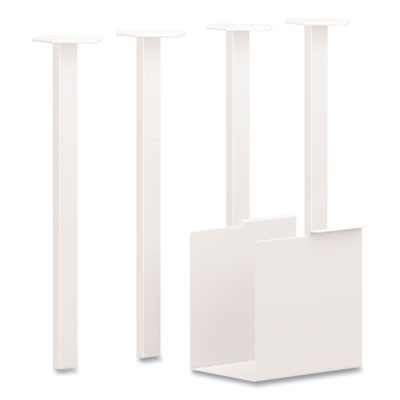 Coze Writing Desk Post Legs With U-Storage Compartment, 5.75" x 28", Designer White, 4 Legs/Set