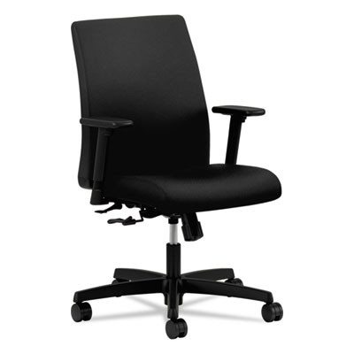 Ignition Series Fabric Low-Back Task Chair, Supports Up To 300 Lb, 17" To 21.5" Seat Height, Black
