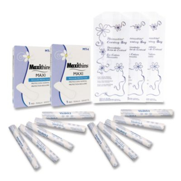 Vended Menstrual Care Refill Kit, 60 Pads, 60 Tampons, 60 Disposable Bags, 180/Carton