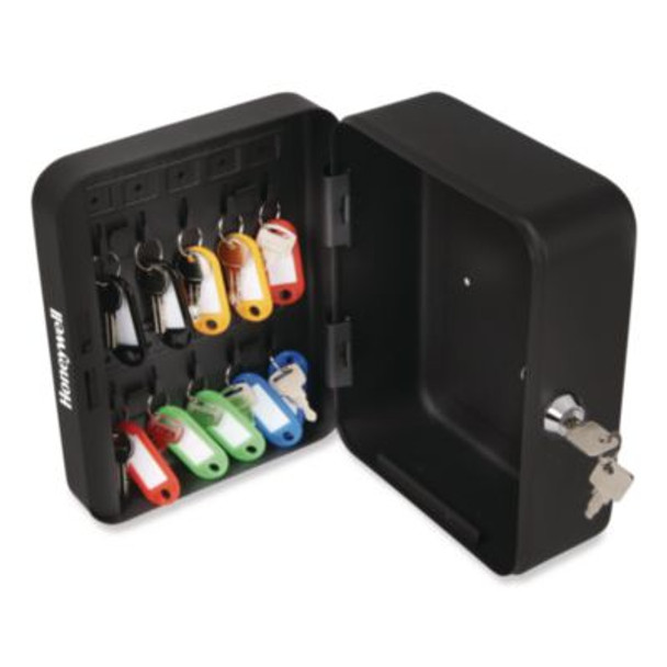 Convertible Cash And Key Box With 10 Keys, 7.9 x 6.5 x 3.5, Security Steel, Black