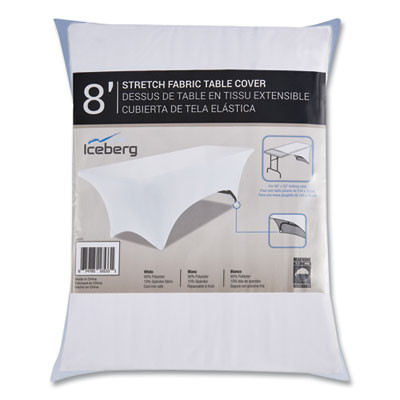 Igear Fabric Table Cover, Polyester/Spandex, 30" x 96", White
