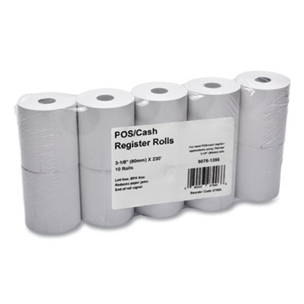 Direct Thermal Printing Thermal Paper Rolls, 3.13" X 230 Ft, White, 10/Pack
