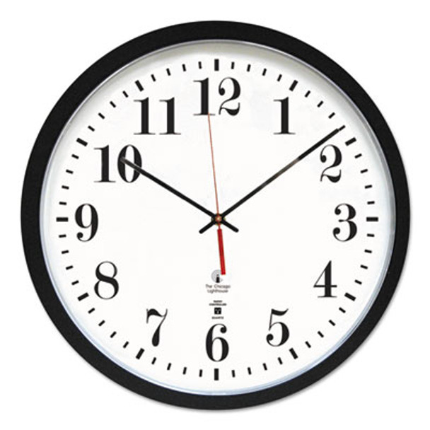 Black Atomic Contemporary Clock, 16.5" Overall Diameter, Black Case, 1 Aa (Sold Separately)