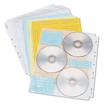 Two-Sided Cd/Dvd Pages For Three-Ring Binder, 6 Disc Capacity, Clear, 10/Pack