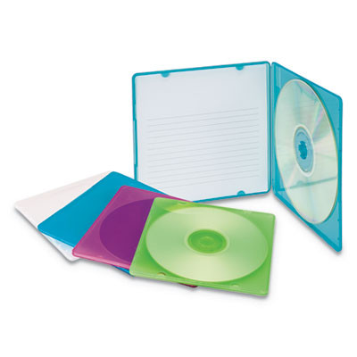 Slim Cd Case, Assorted Colors, 10/Pack