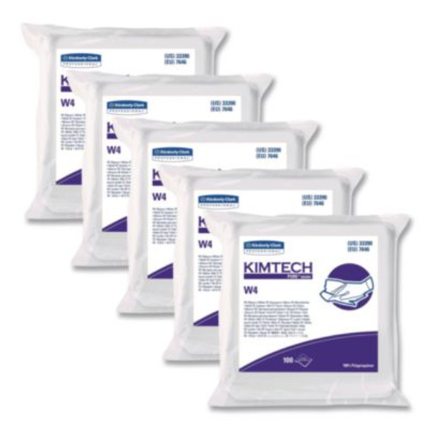 W4 Critical Task Wipers, Flat Double Bag, 3-Ply, 9 x 9, Unscented, White, 100/Bag, 5 Bags/Carton