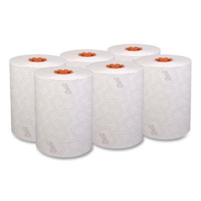 Slimroll Towels, 1-Ply, 8" x 580 Ft, White/Orange Core, 6 Roll/Carton