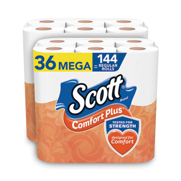 Comfortplus Toilet Paper, Mega Roll, Septic Safe, 1-Ply, White, 462 Sheets/Roll, 36 Rolls/Pack