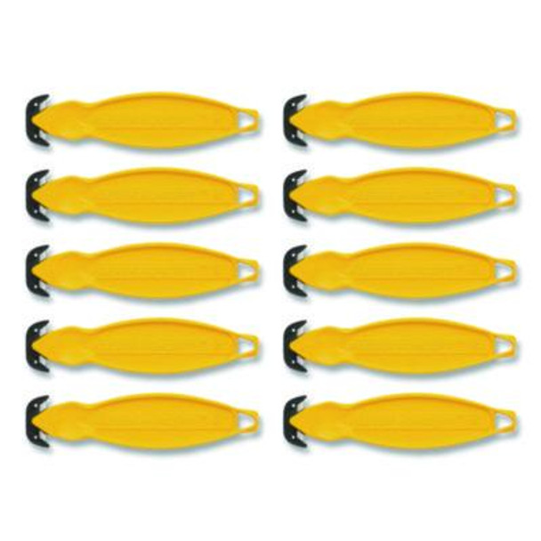 Safety Cutter, 5.75" Plastic Handle, Yellow, 10/Pack