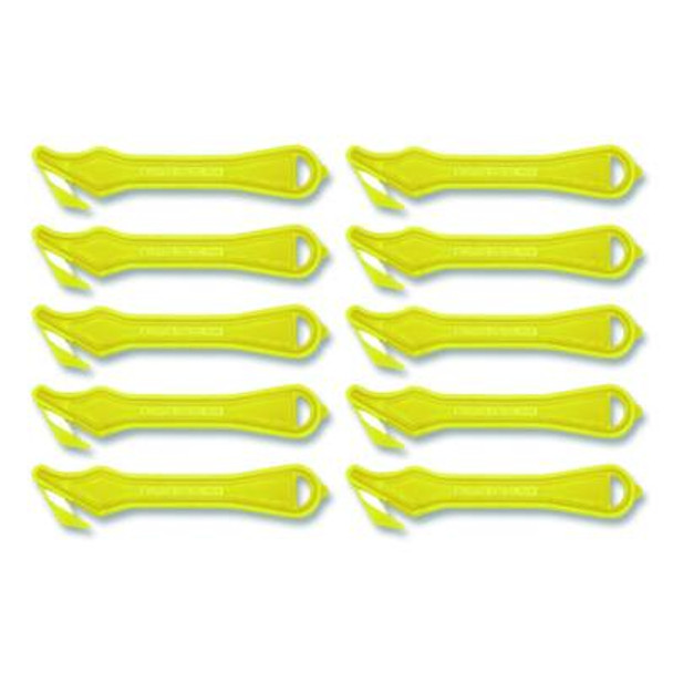 Excel Plus Safety Cutter, 7" Plastic Handle, Yellow, 10/Pack