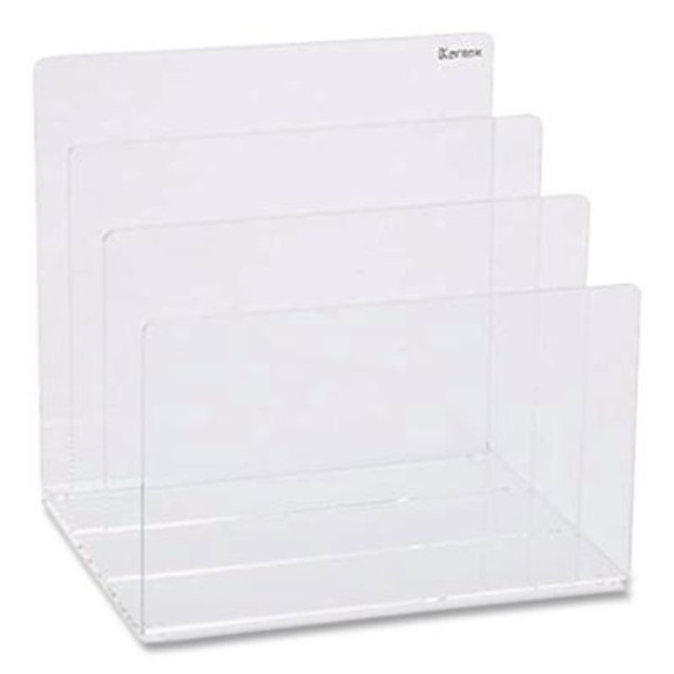 Clear Acrylic Desk File, 3 Sections, Letter To Legal Size Files, 8" x 6.5" x 7.6", Clear