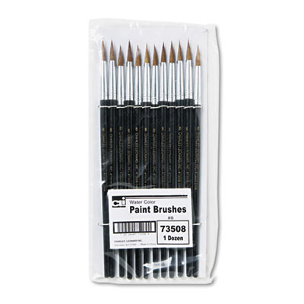 Artist Brush, Size 8, Camel Hair, Round Profile, 12/Pack