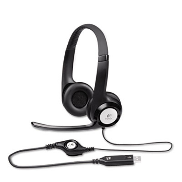 H390 Binaural Over The Head Usb Headset With Noise-Canceling Microphone, Black