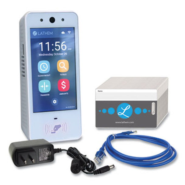 Pcexpress Contactless Touch-Free Wi-Fi Digital Time Clock System, 5" Touch Screen Lcd Display, White