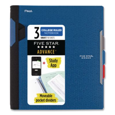Advance Wirebound Notebook, 3-Subject, Medium/College Rule, Randomly Assorted Cover Color, (150) 11 x 8.5 Sheets