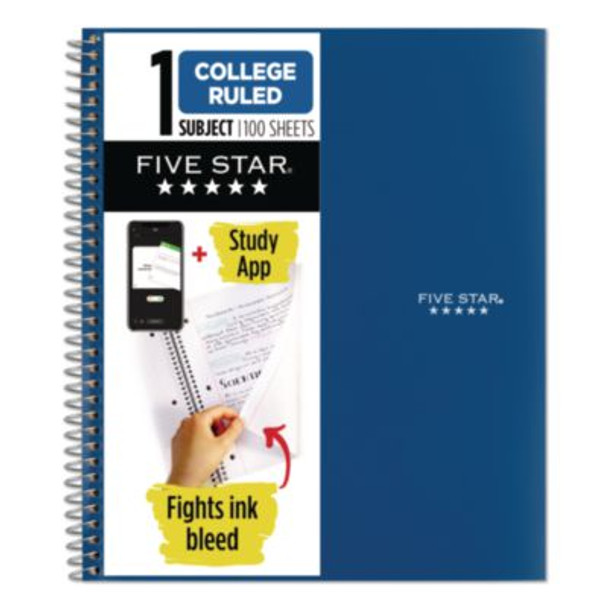 Wirebound Notebook, 1-Subject, Medium/College Rule, Blue Cover, (100) 11 x 9.13 Sheets