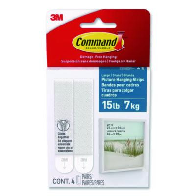 Bath Picture Hanging Strip Pairs, Holds Up To 4 Lb, Large: 0.75" x 3.65", White, 4/Pack