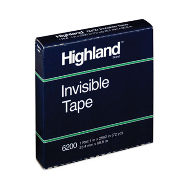 Invisible Permanent Mending Tape, 3" Core, 1" X 72 Yds, Clear