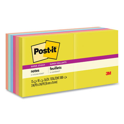 Note Pads In Summer Joy Collection Colors, 3" x 3", Summer Joy Collection Colors, 90 Sheets/Pad, 12 Pads/Pack
