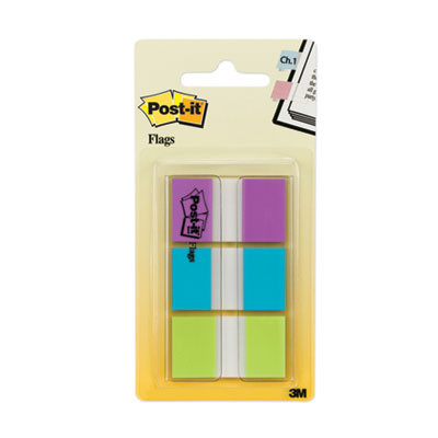 0.94" Wide Flags With Dispenser, Bright Blue, Bright Green, Purple, 60 Flags