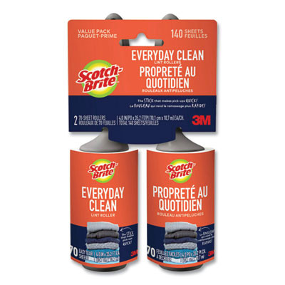 Everyday Clean Lint Roller, 70 Sheets/Roll, 2/Pack