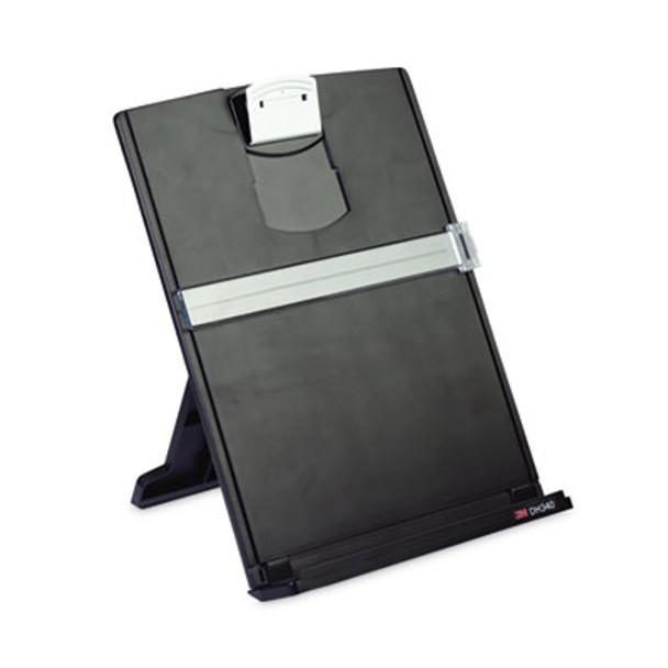 Desktop Document Holder, Holds Up To 150 Legal Size Sheets, Plastic, Black/Silver Clip