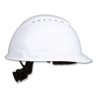Securefit H-700 Series Hard Hat With Uvicator, Front Brim, 4-Point Pressure Diffusion Ratchet, One Size Fits Most, White