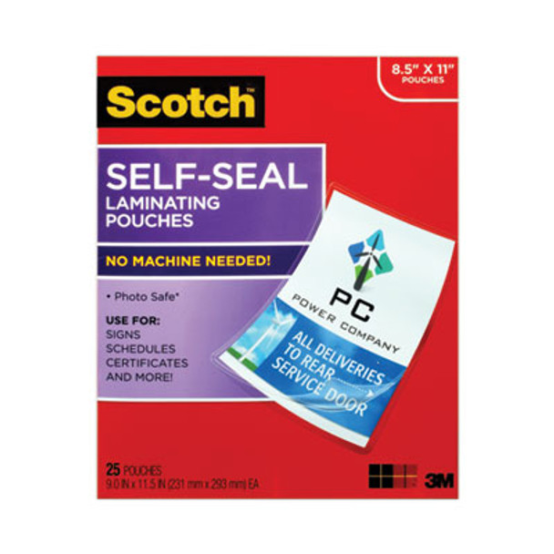 Self-Sealing Laminating Pouches, 9.5 Mil, 9" X 11.5", Gloss Clear, 25/Pack