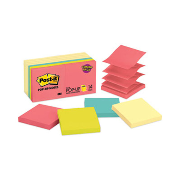 Original Pop-Up Notes Value Pack, 3" x 3", (8) Canary Yellow, (6) Poptimistic Collection Colors, 100 Sheets/Pad, 14 Pads/Pack