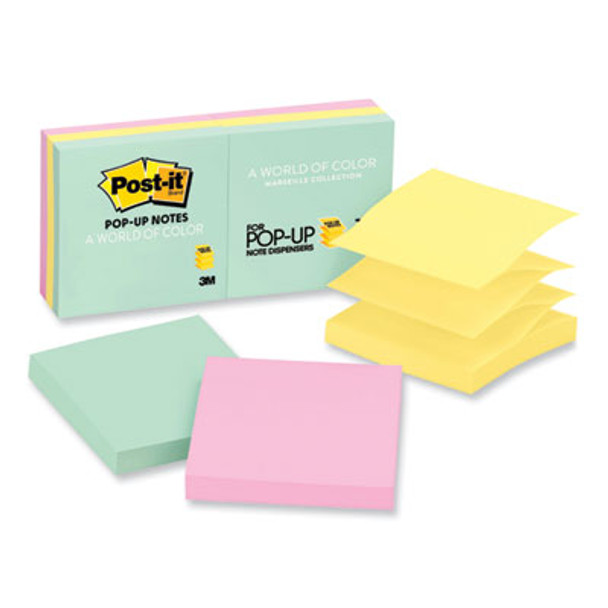 Original Pop-Up Refill, 3" x 3", Beachside Cafe Collection Colors, 100 Sheets/Pad, 6 Pads/Pack