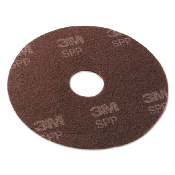 Surface Prep Floor Pads, 14" Diameter, Brown, 10/Carton
